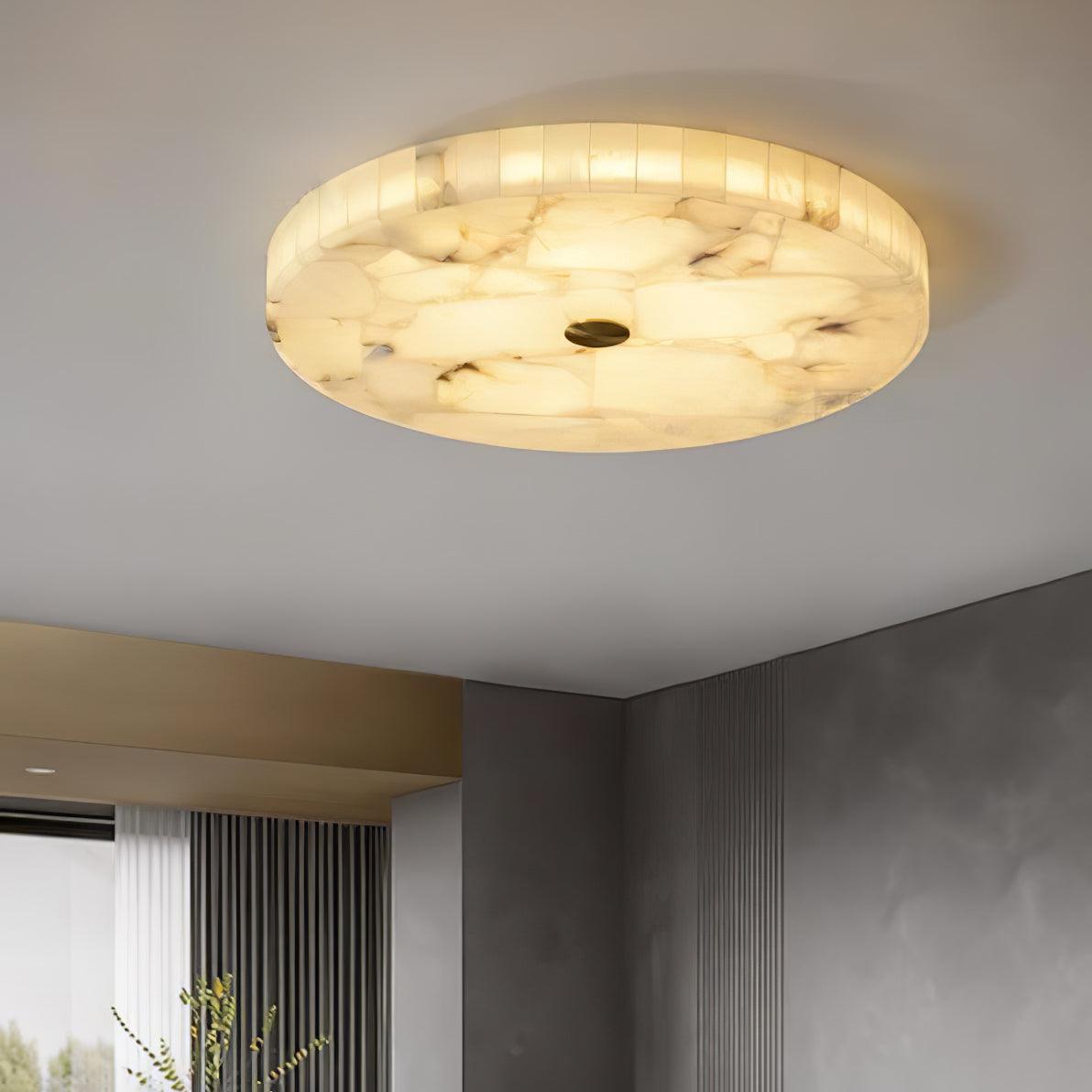 Ciphayra Lumière Plafonnière Ronde Minimaliste en Albâtre