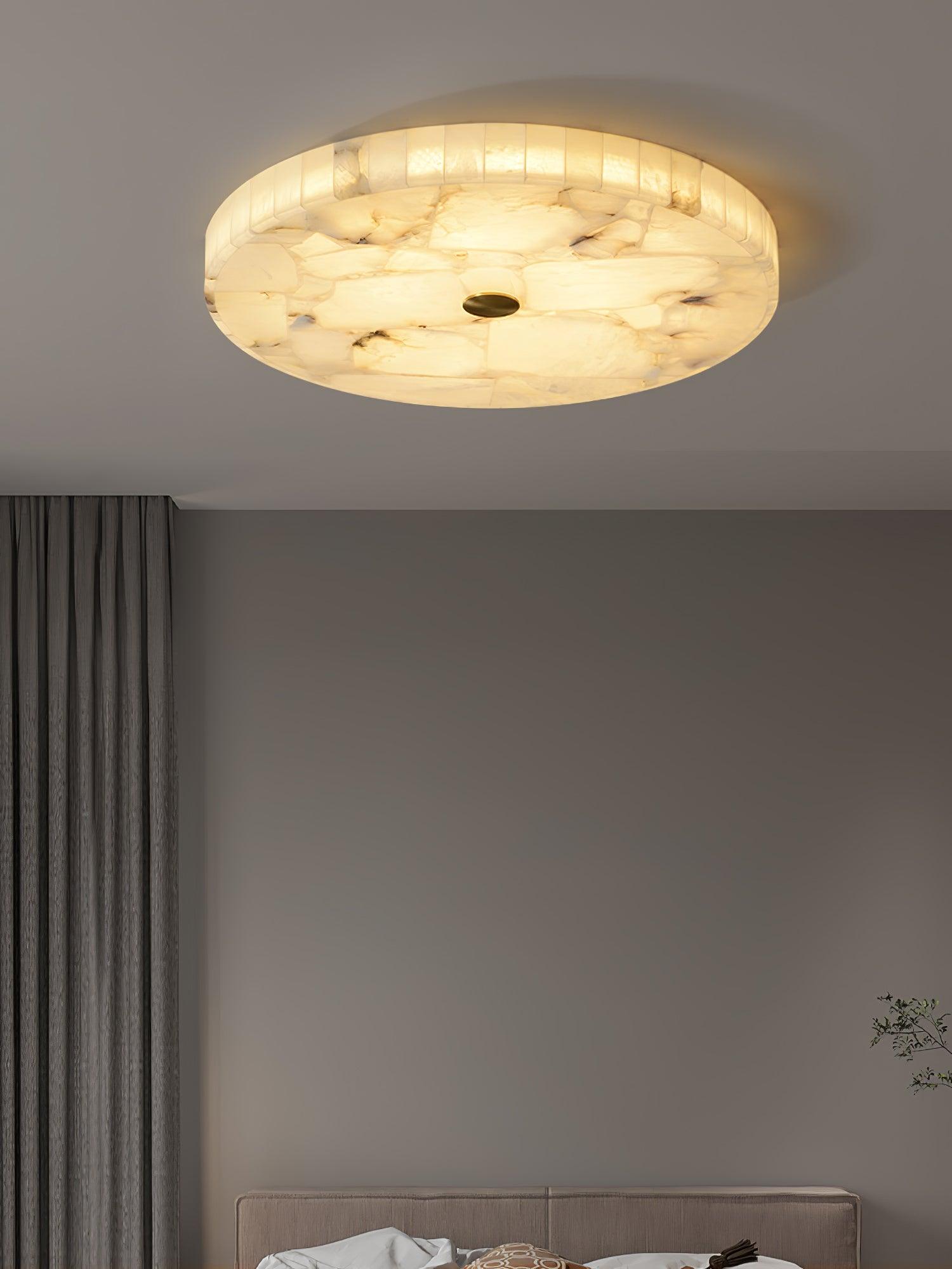 Ciphayra Lumière Plafonnière Ronde Minimaliste en Albâtre