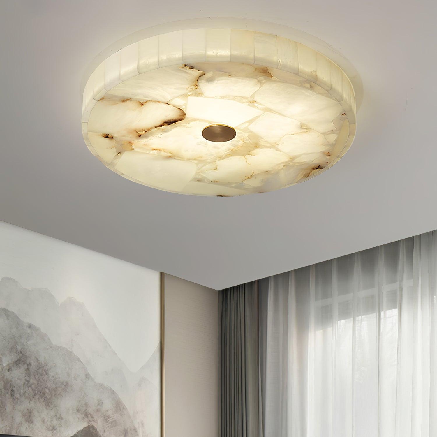 Ciphayra Lumière Plafonnière Ronde Minimaliste en Albâtre