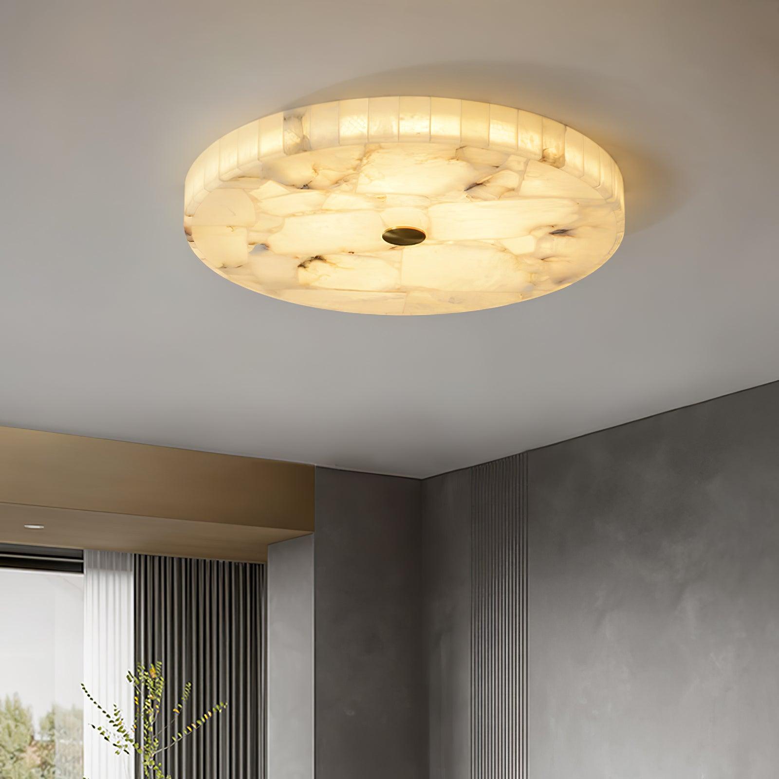 Ciphayra Lumière Plafonnière Ronde Minimaliste en Albâtre