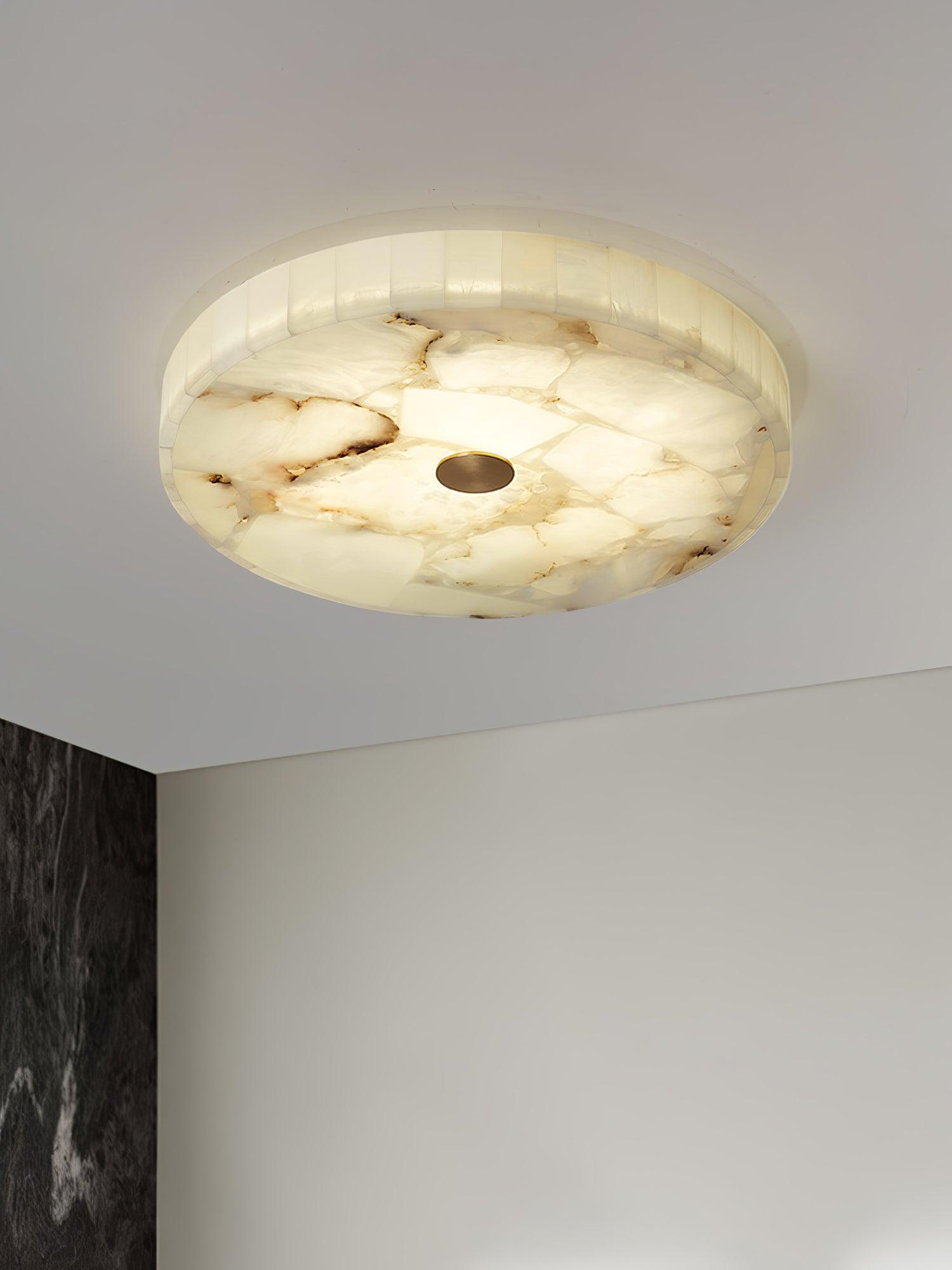 Ciphayra Lumière Plafonnière Ronde Minimaliste en Albâtre