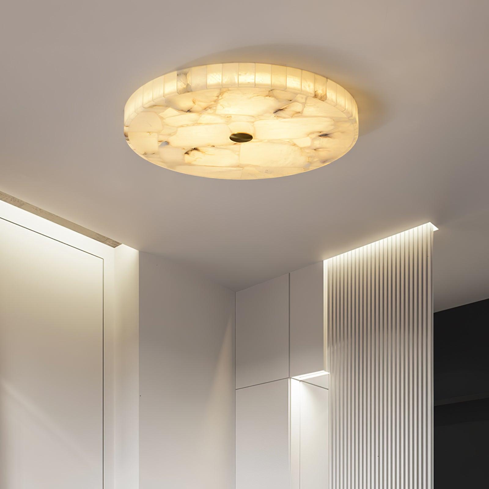 Ciphayra Lumière Plafonnière Ronde Minimaliste en Albâtre
