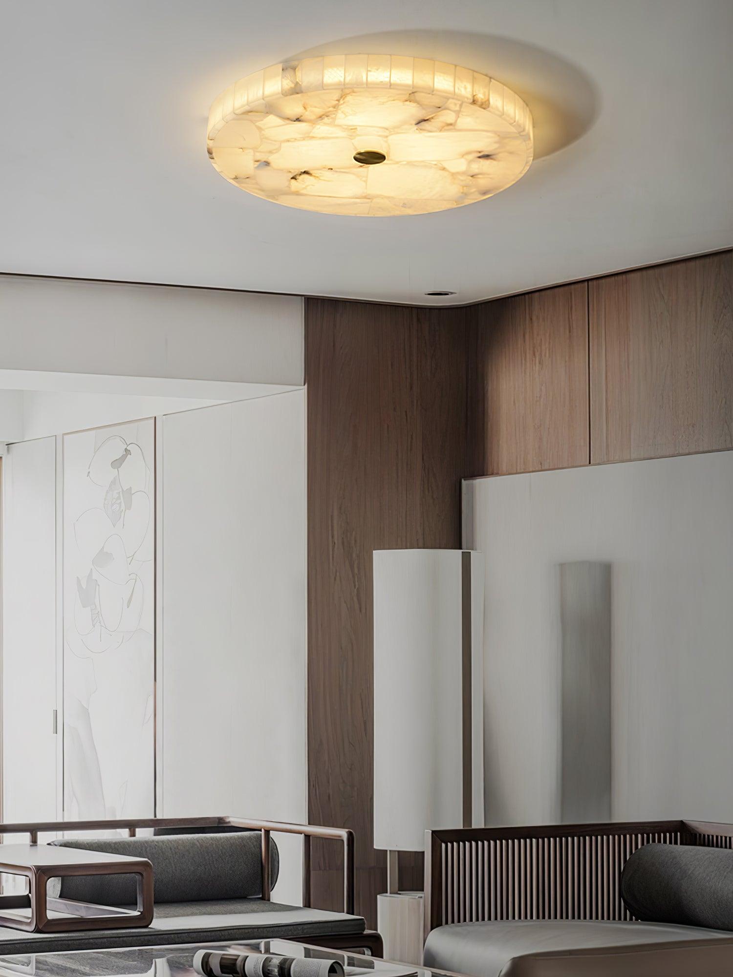 Ciphayra Lumière Plafonnière Ronde Minimaliste en Albâtre