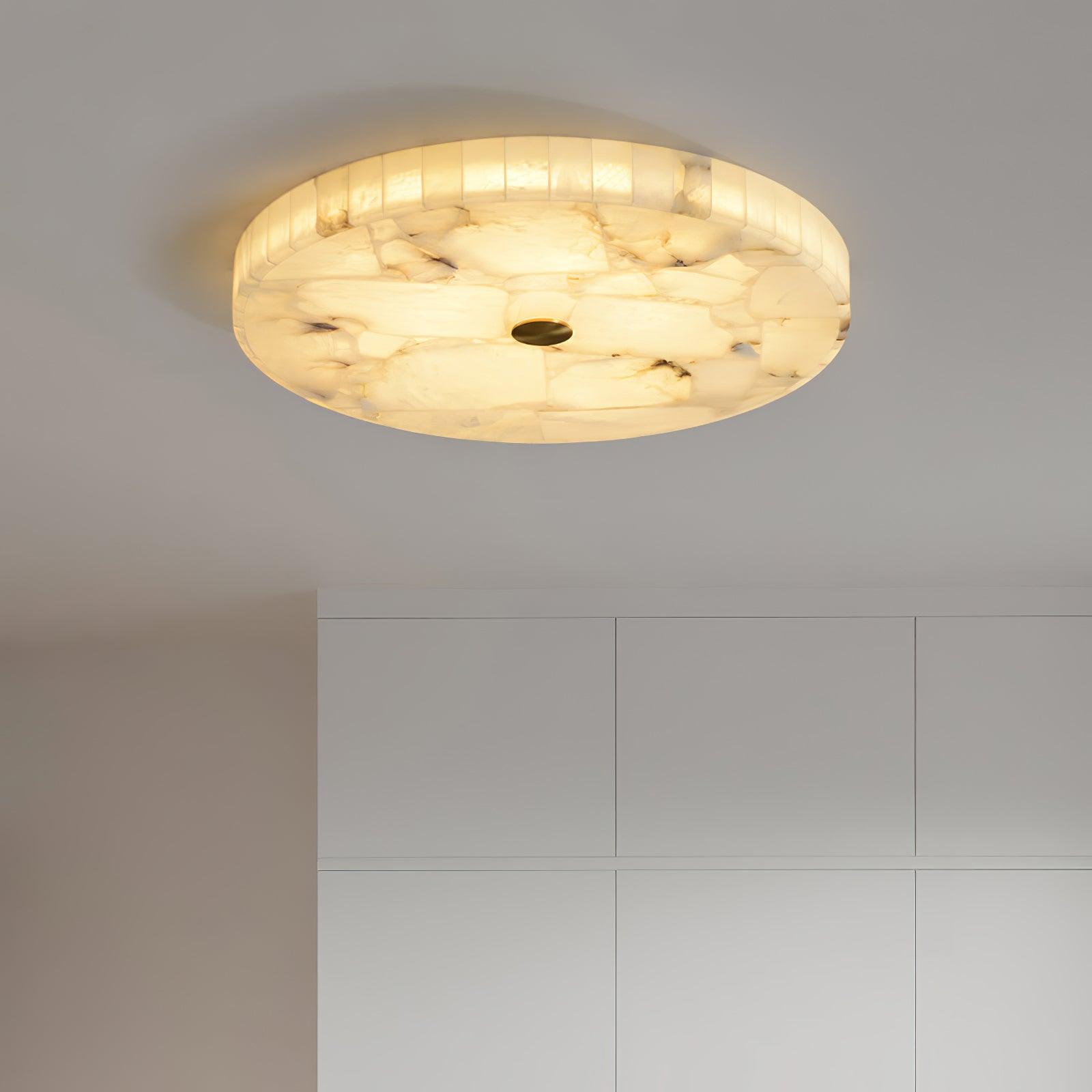 Ciphayra Lumière Plafonnière Ronde Minimaliste en Albâtre