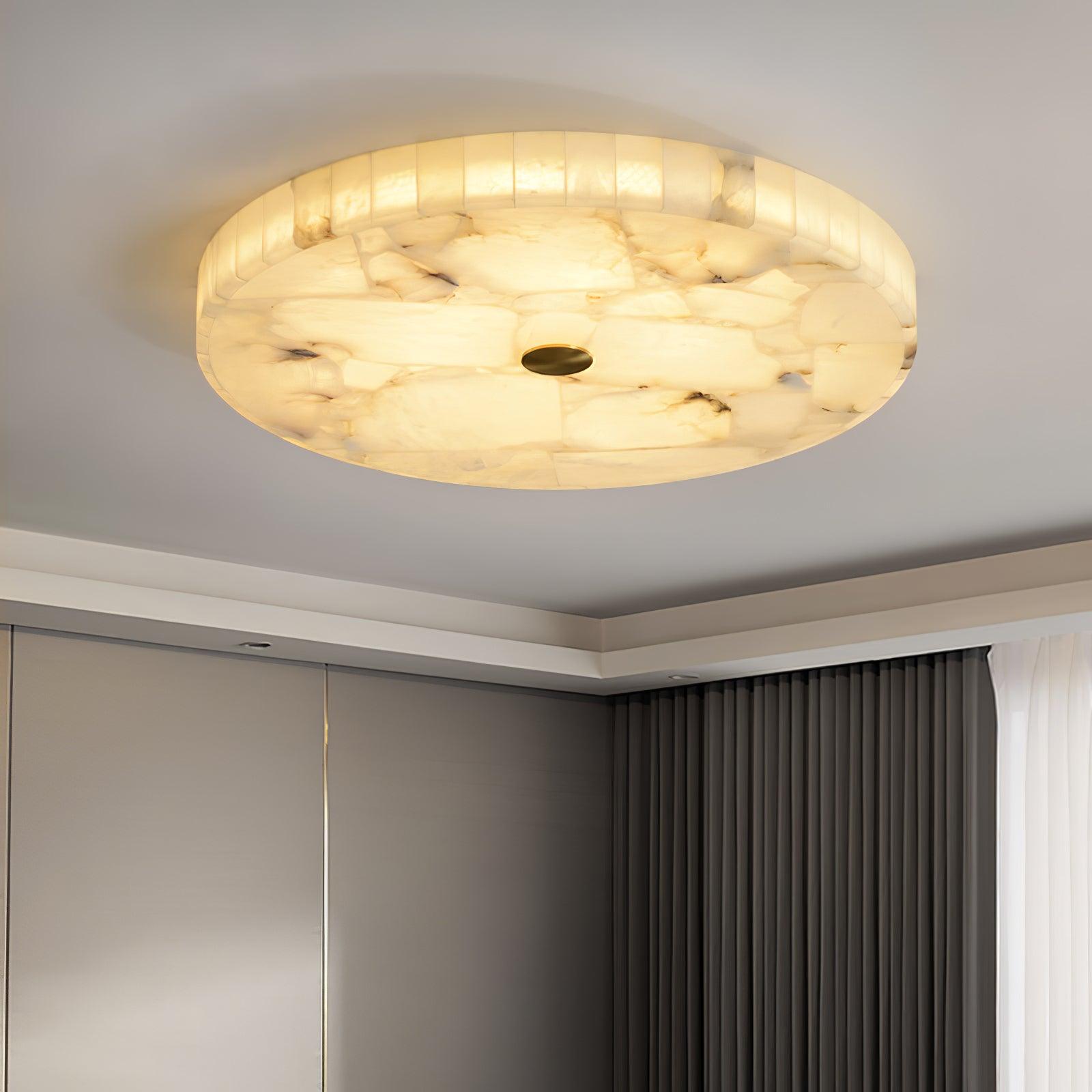 Ciphayra Lumière Plafonnière Ronde Minimaliste en Albâtre