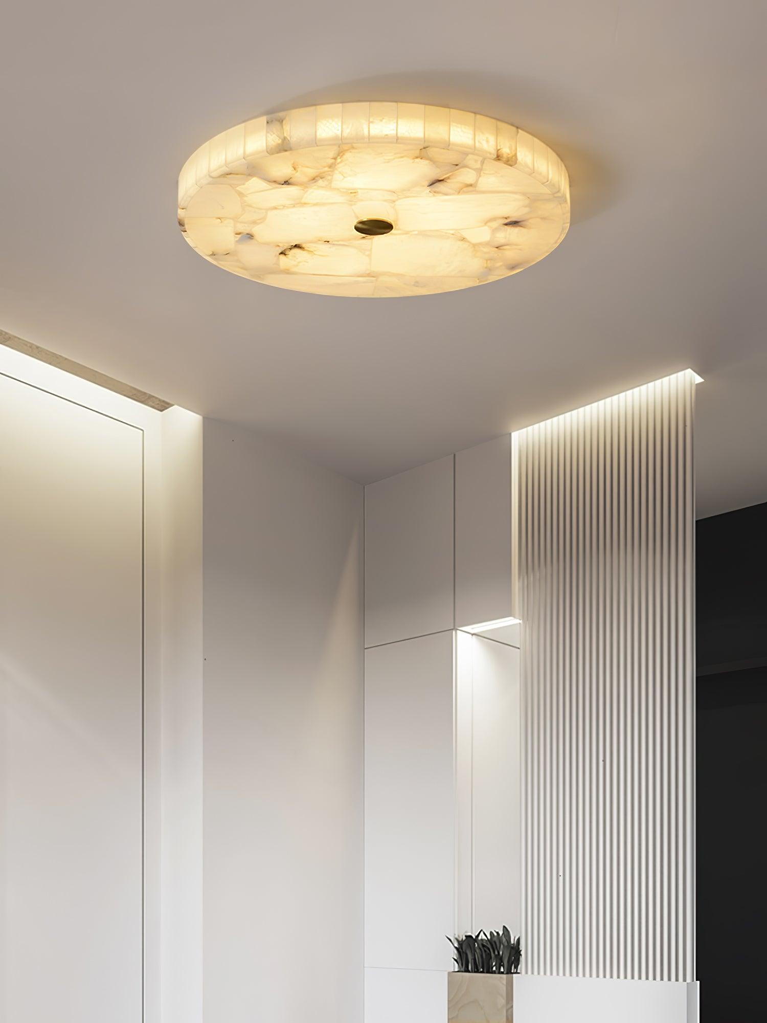 Ciphayra Lumière Plafonnière Ronde Minimaliste en Albâtre