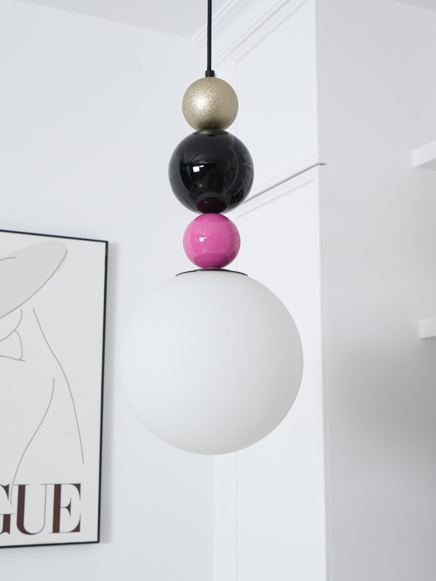 Eshaisra Nordic Art Rond Billes Empilage Verre Pendentif Lampe