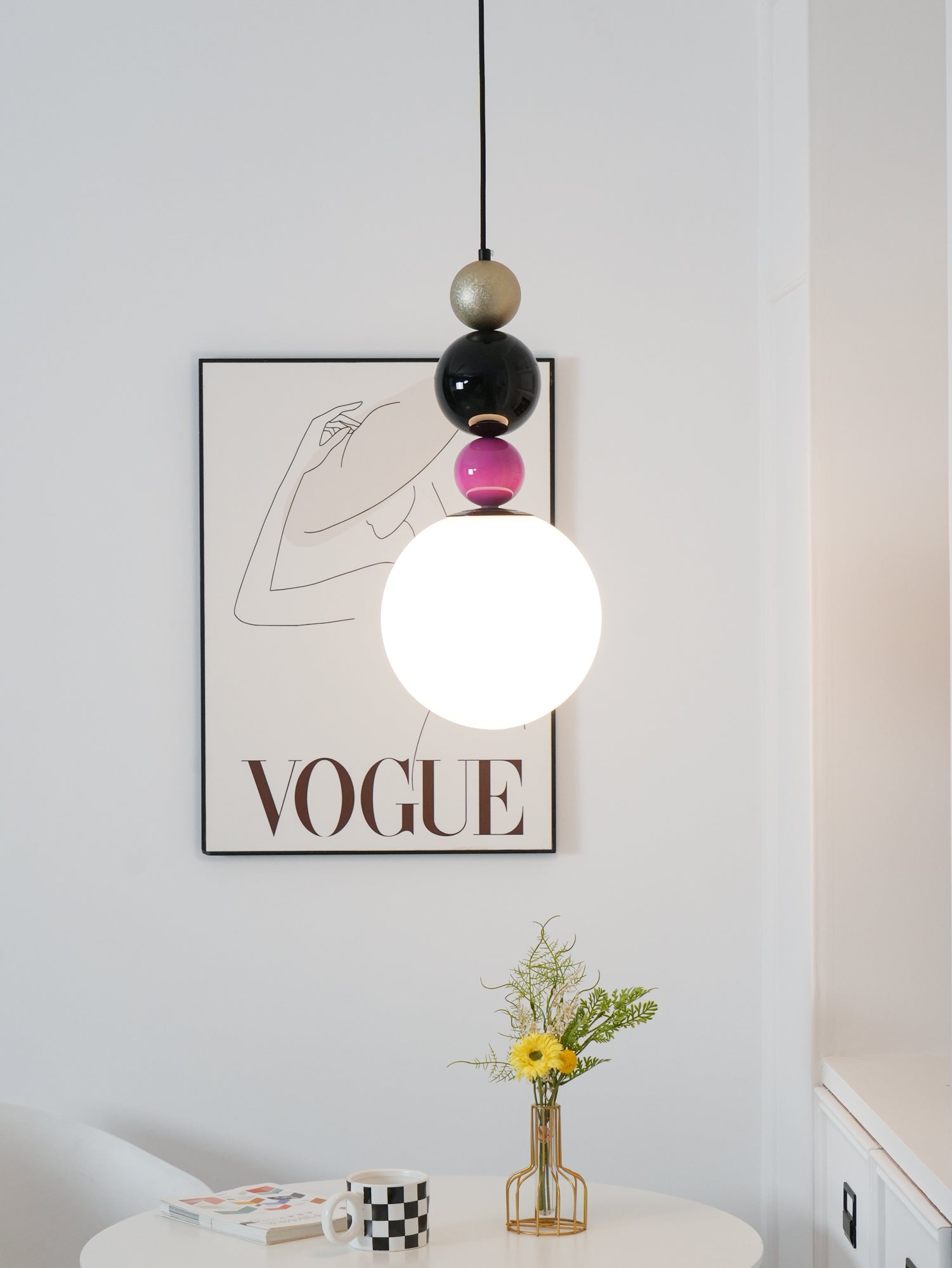 Eshaisra Nordic Art Rond Billes Empilage Verre Pendentif Lampe