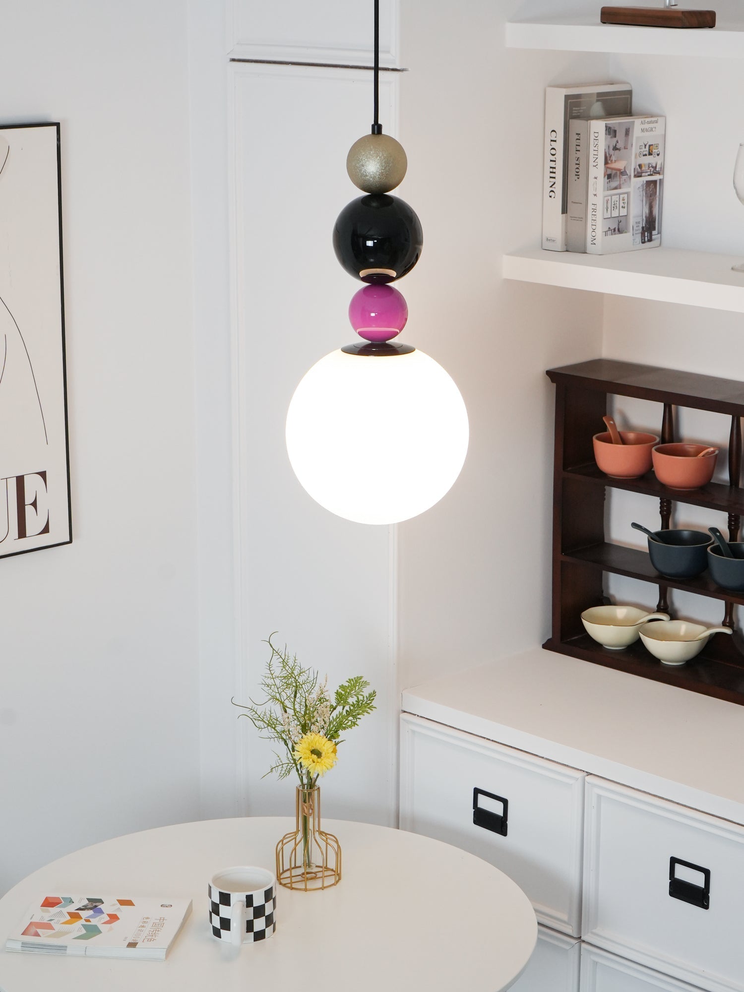 Eshaisra Nordic Art Rond Billes Empilage Verre Pendentif Lampe