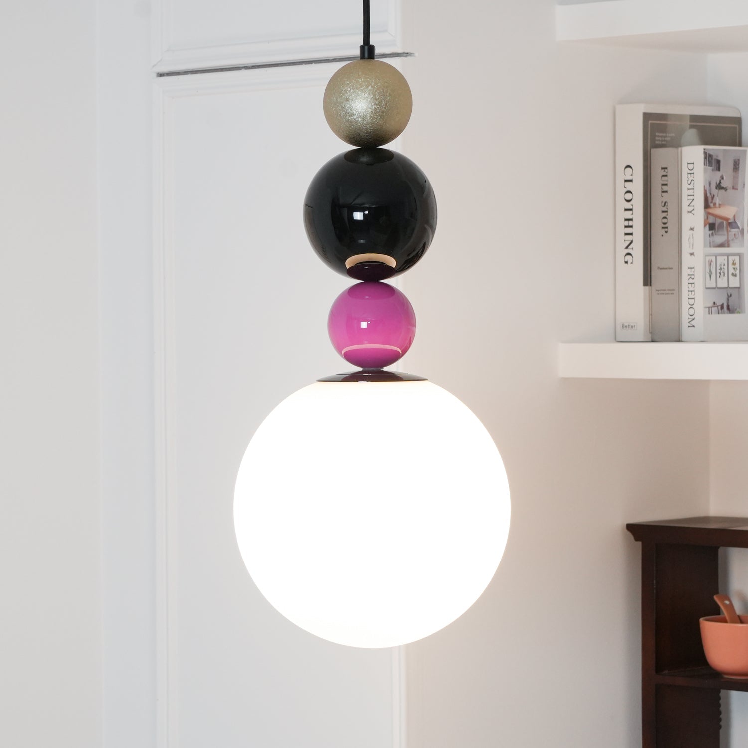 Eshaisra Nordic Art Rond Billes Empilage Verre Pendentif Lampe