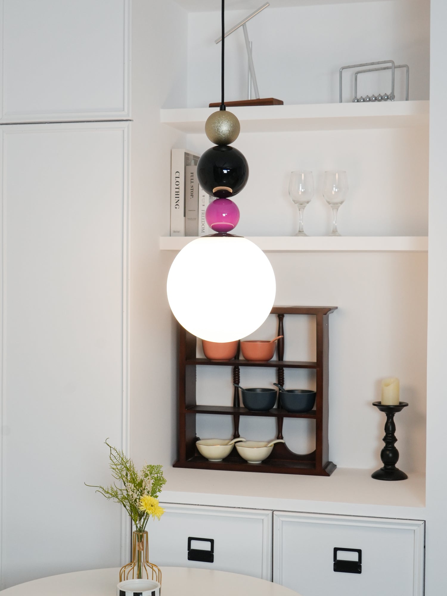 Eshaisra Nordic Art Rond Billes Empilage Verre Pendentif Lampe