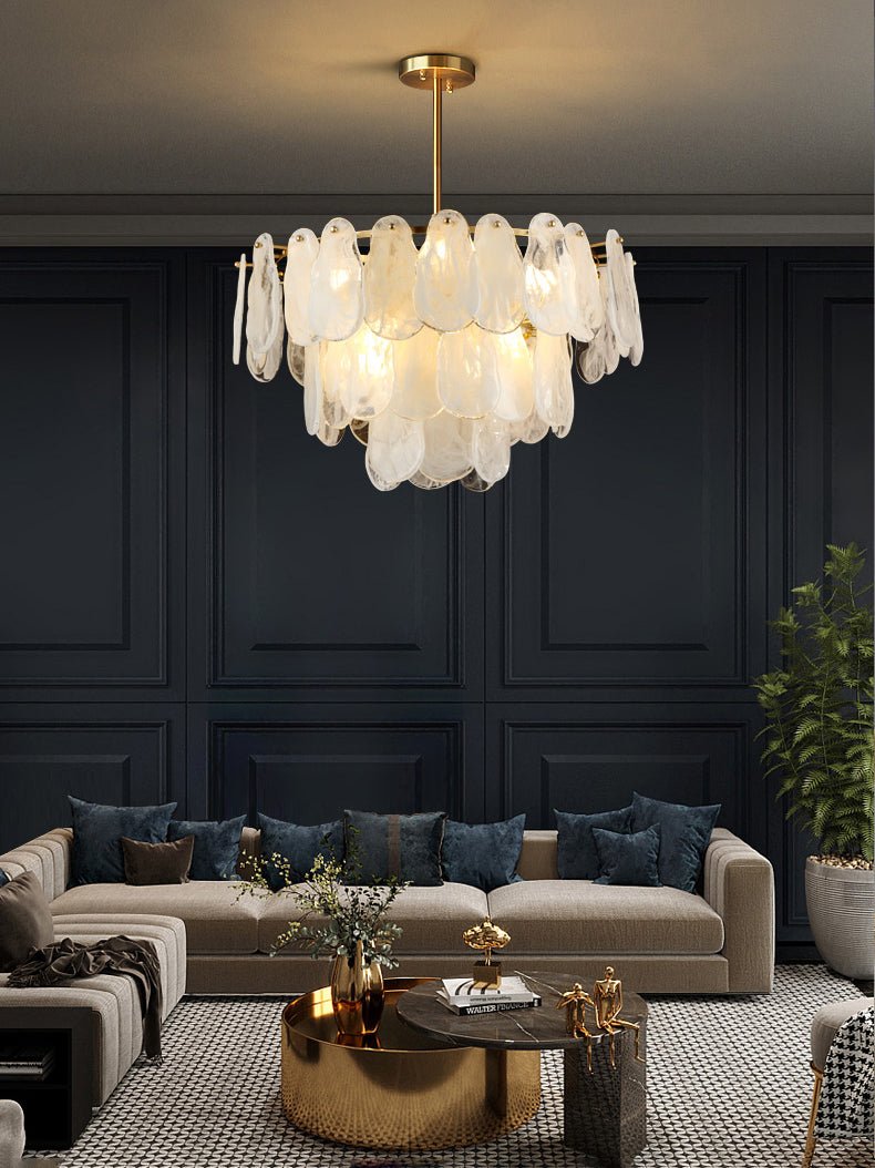 Zosolia Lustre Rond en Verre Nuageux de Luxe