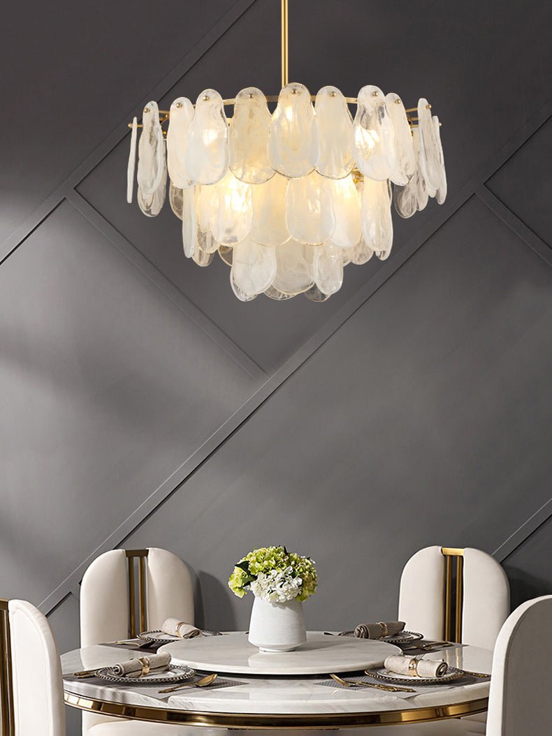 Zosolia Lustre Rond en Verre Nuageux de Luxe