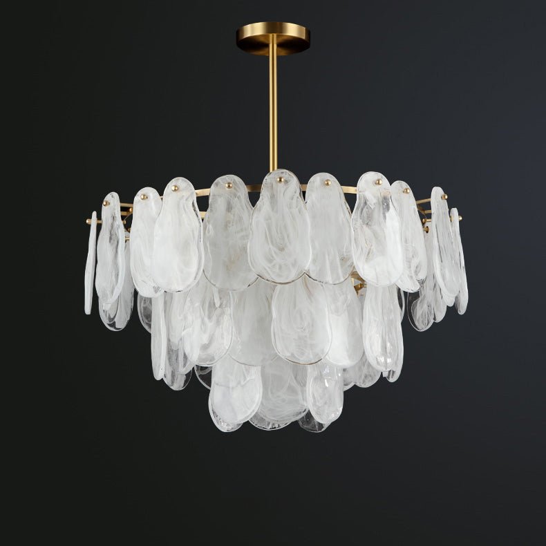 Zosolia Lustre Rond en Verre Nuageux de Luxe
