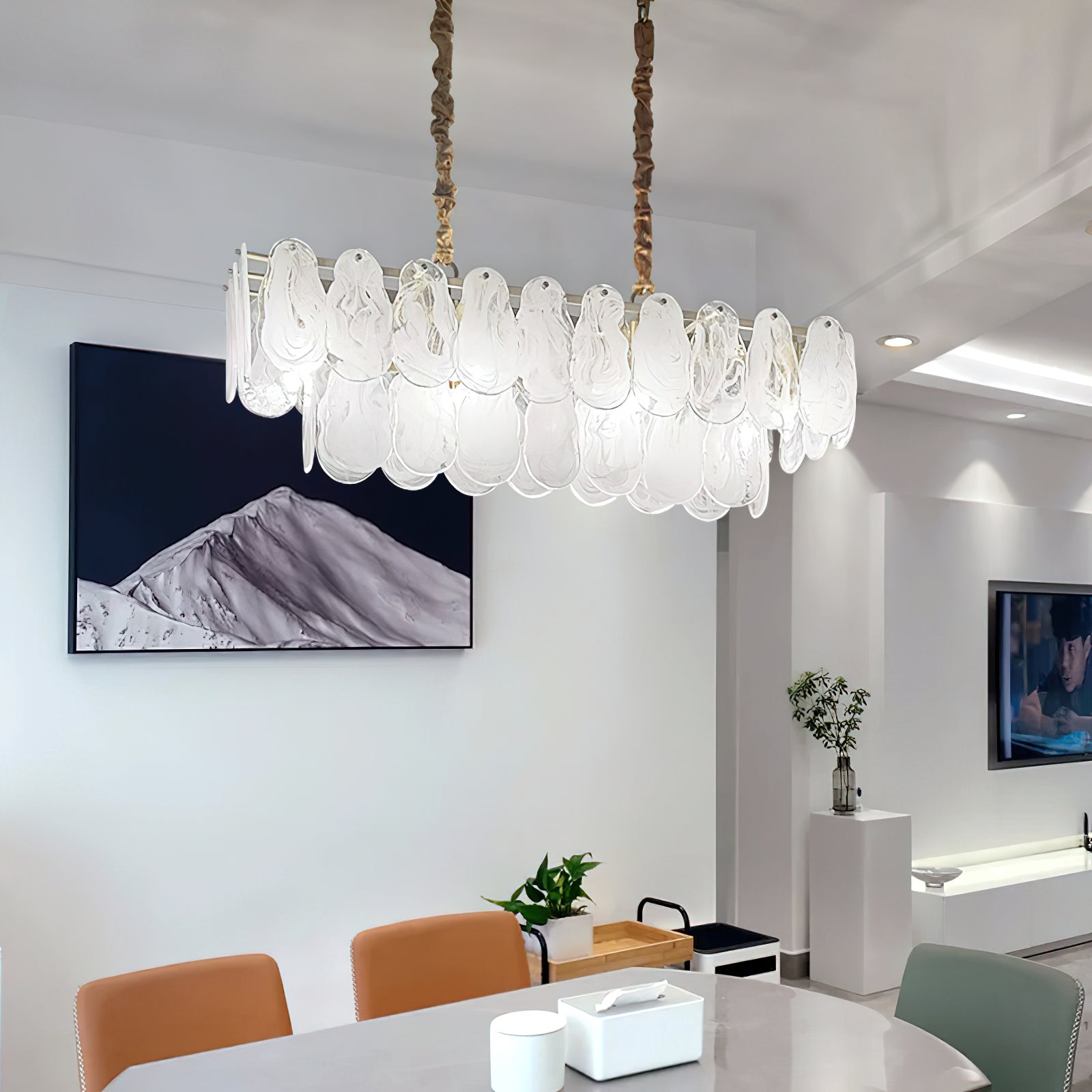 Zosolia Lustre Rond en Verre Nuageux de Luxe
