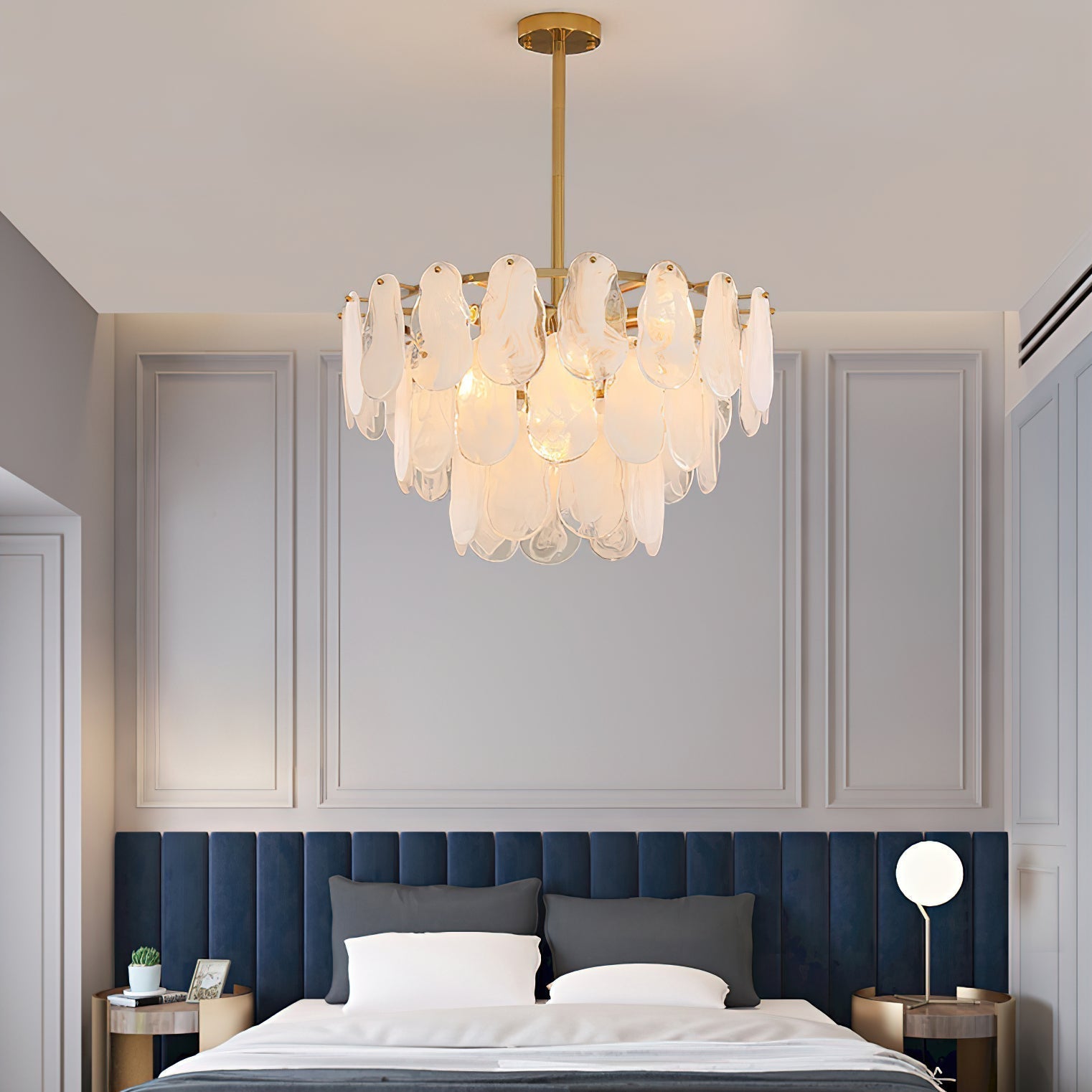 Zosolia Lustre Rond en Verre Nuageux de Luxe