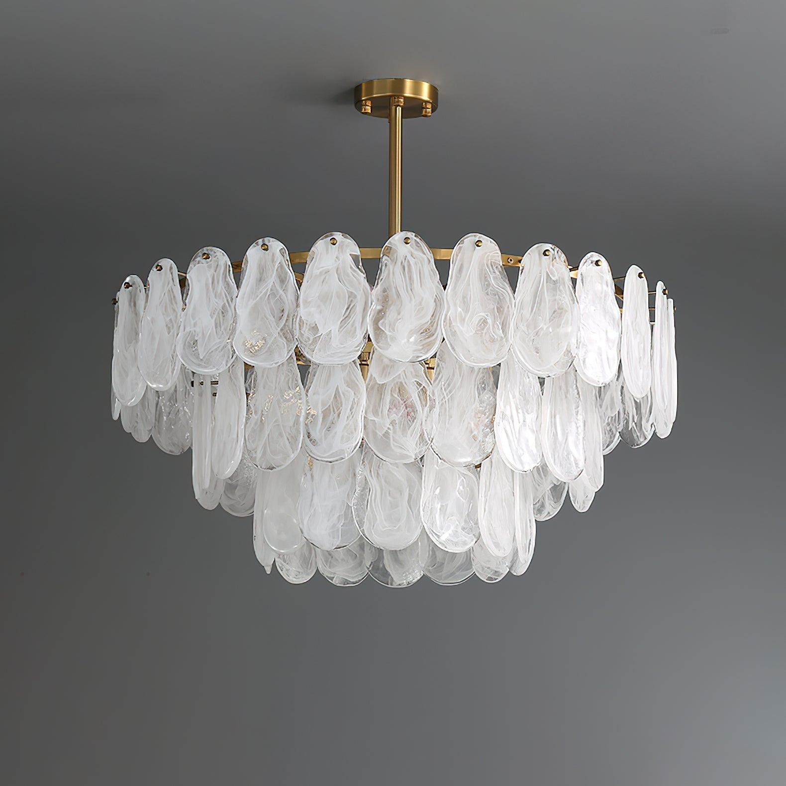 Zosolia Lustre Rond en Verre Nuageux de Luxe