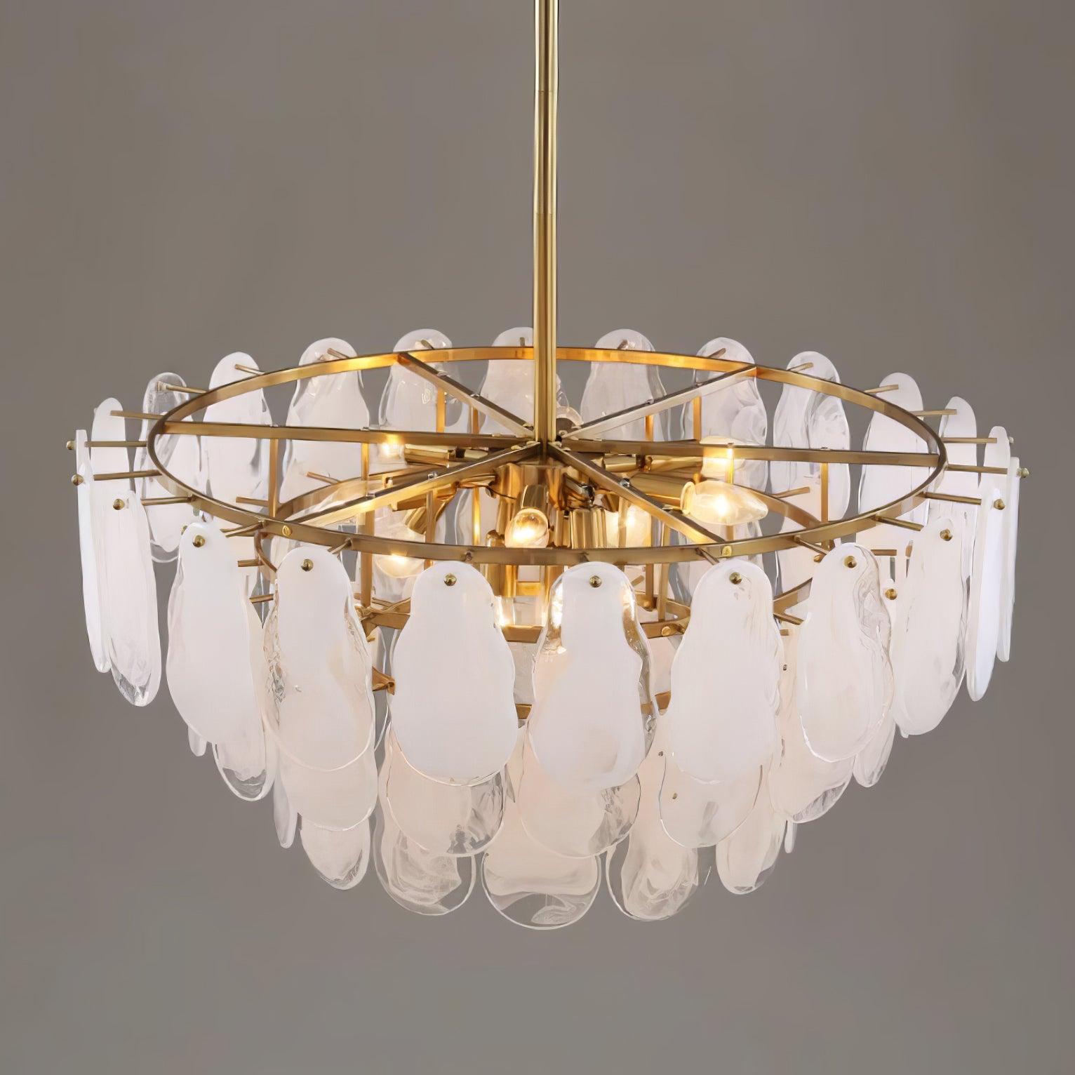 Zosolia Lustre Rond en Verre Nuageux de Luxe