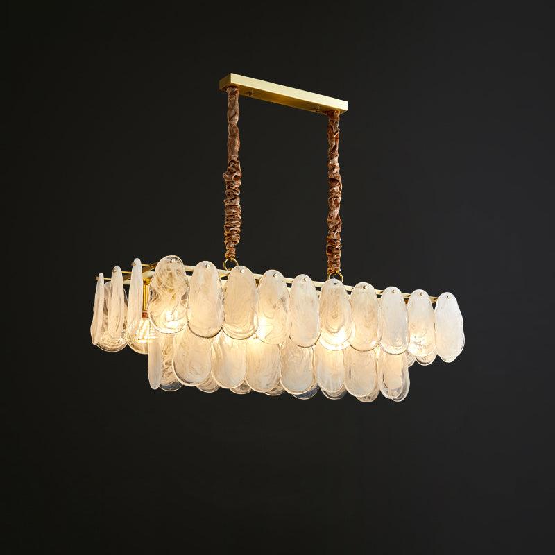 Zosolia Lustre Rond en Verre Nuageux de Luxe