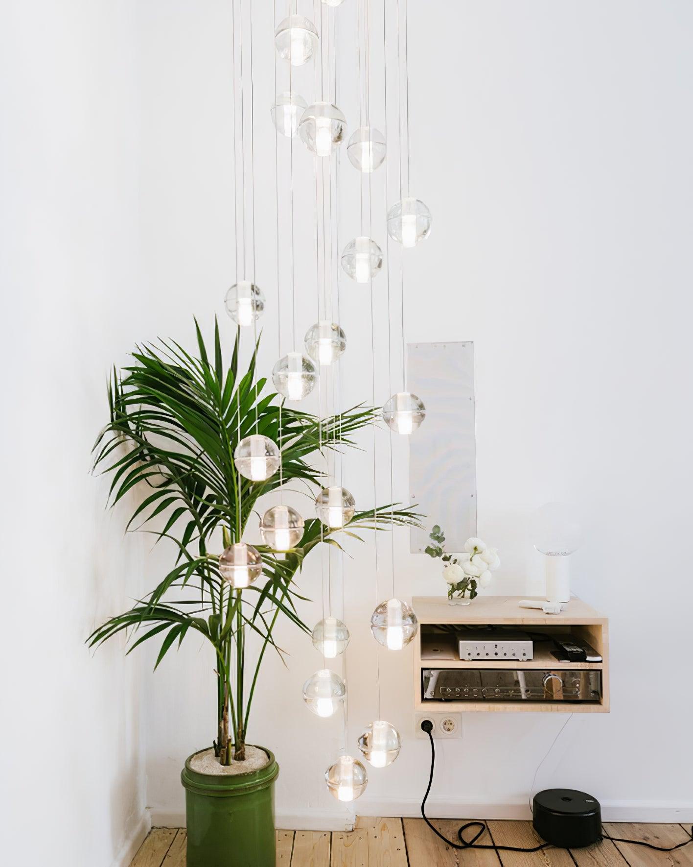 Round Lustre Groupe Suspendu Gouttes de Cristal