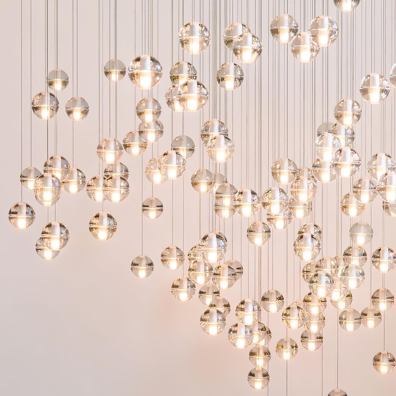 Round Lustre Groupe Suspendu Gouttes de Cristal