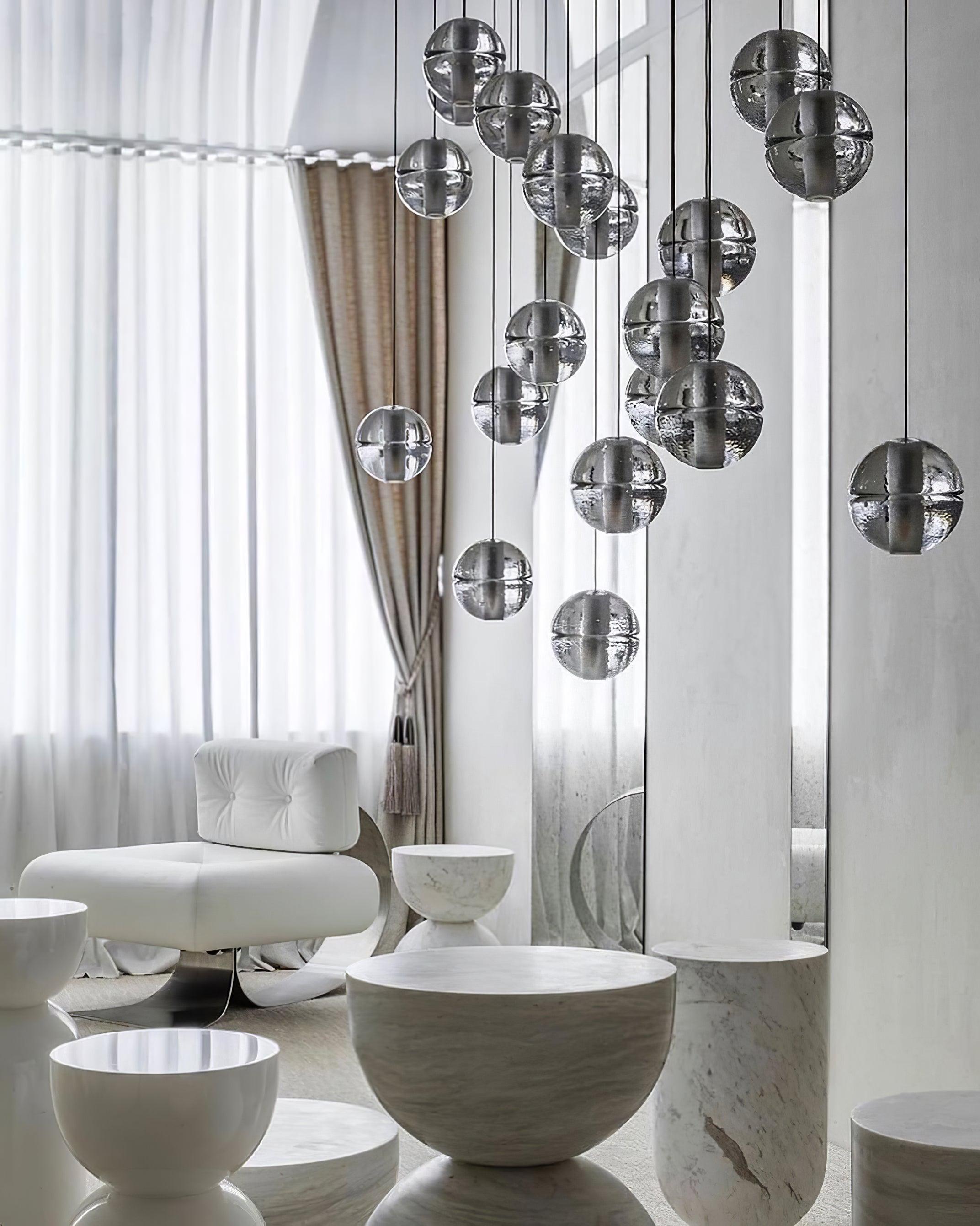 Round Lustre Groupe Suspendu Gouttes de Cristal