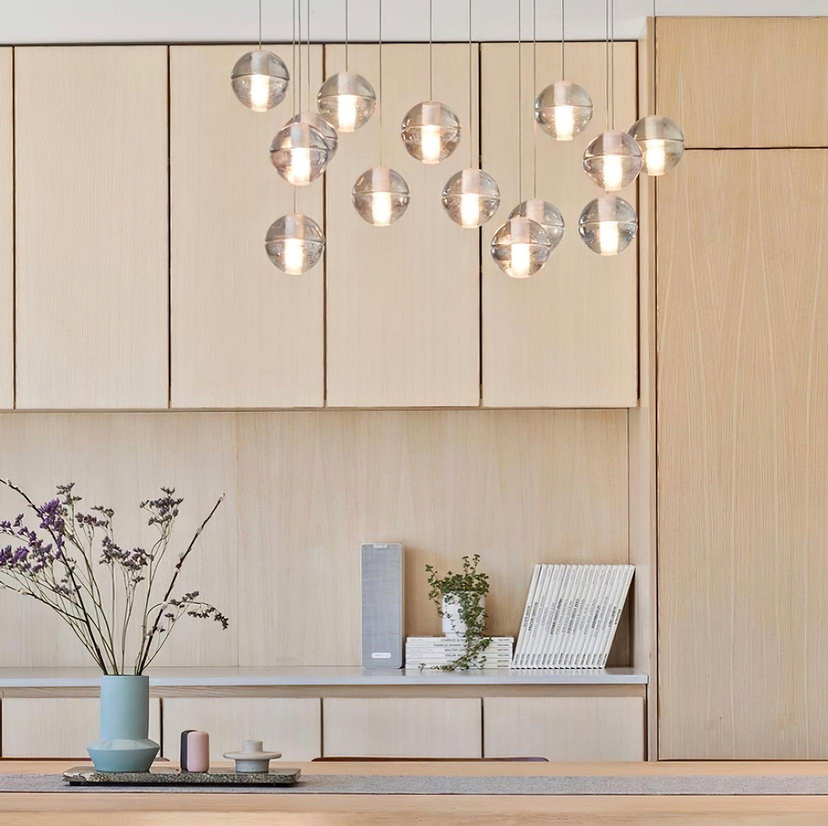 Round Lustre Groupe Suspendu Gouttes de Cristal