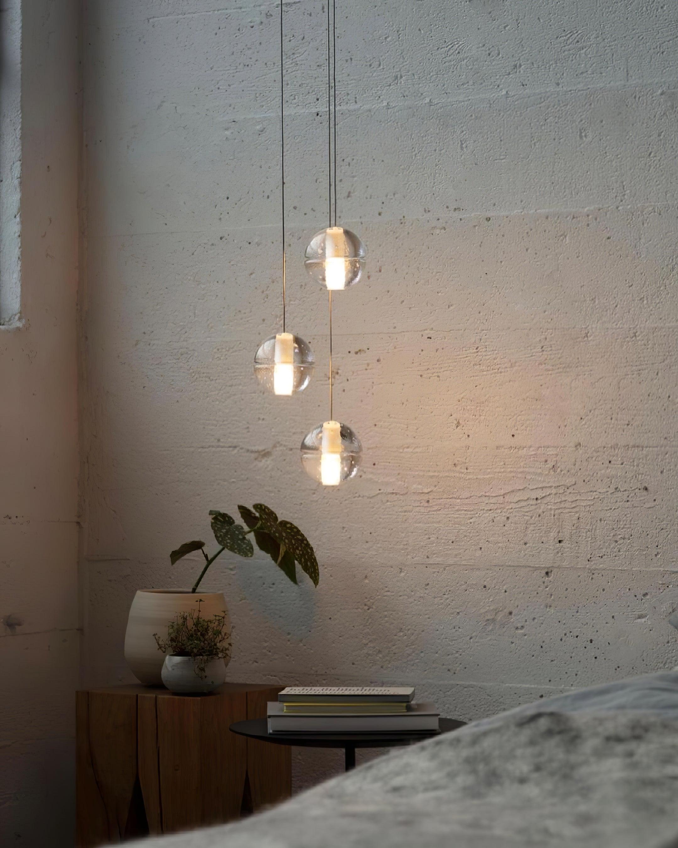 Round Lustre Groupe Suspendu Gouttes de Cristal