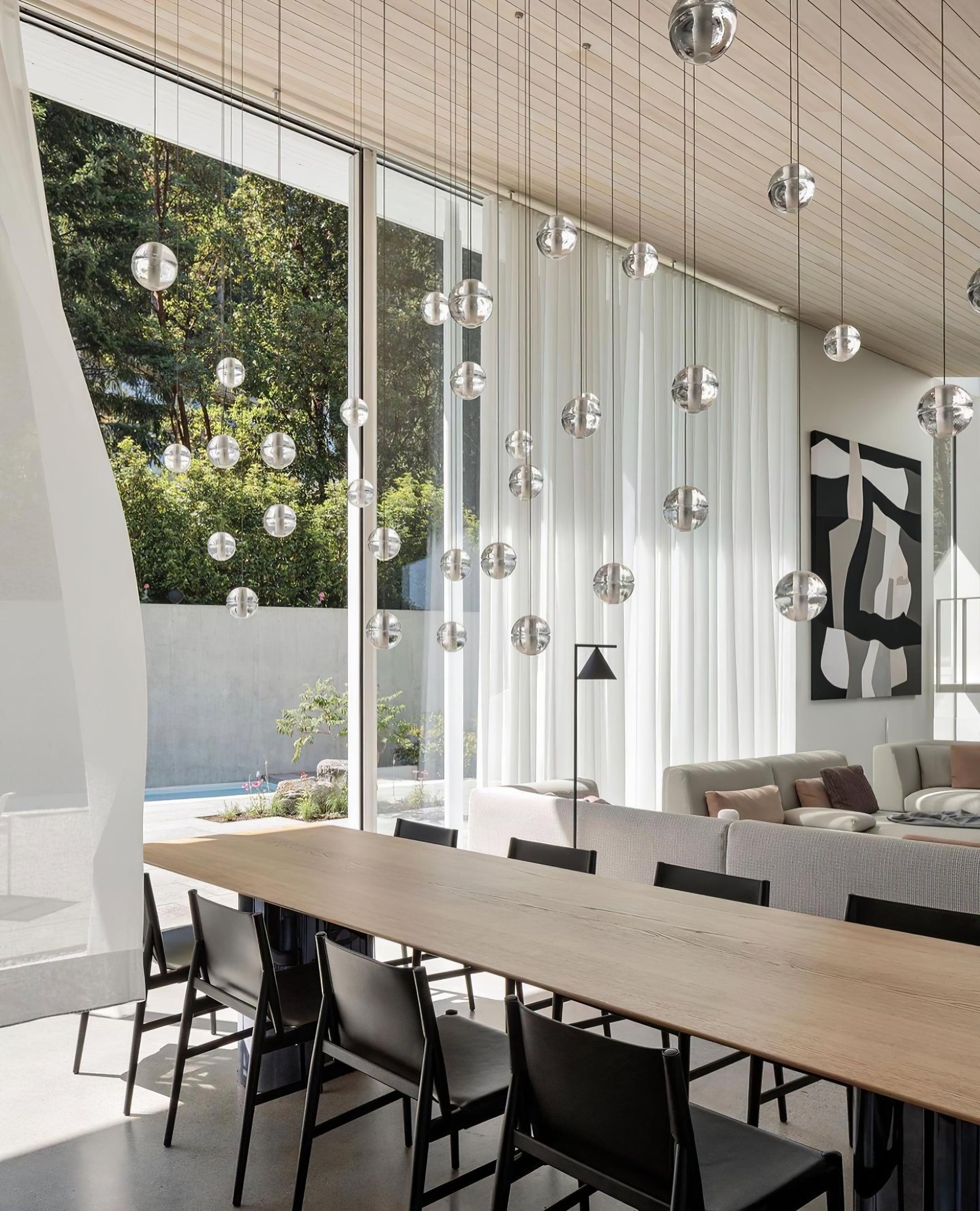 Round Lustre Groupe Suspendu Gouttes de Cristal