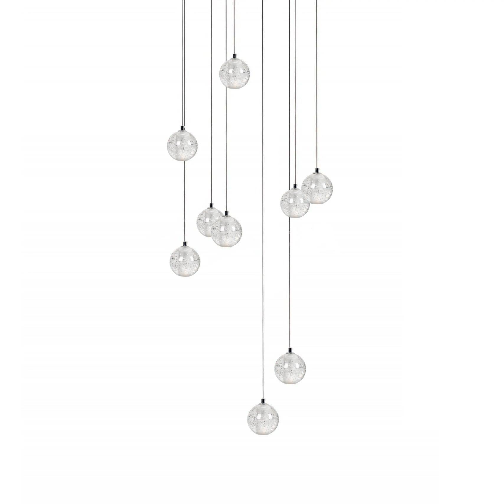 Round Lustre Groupe Suspendu Gouttes de Cristal