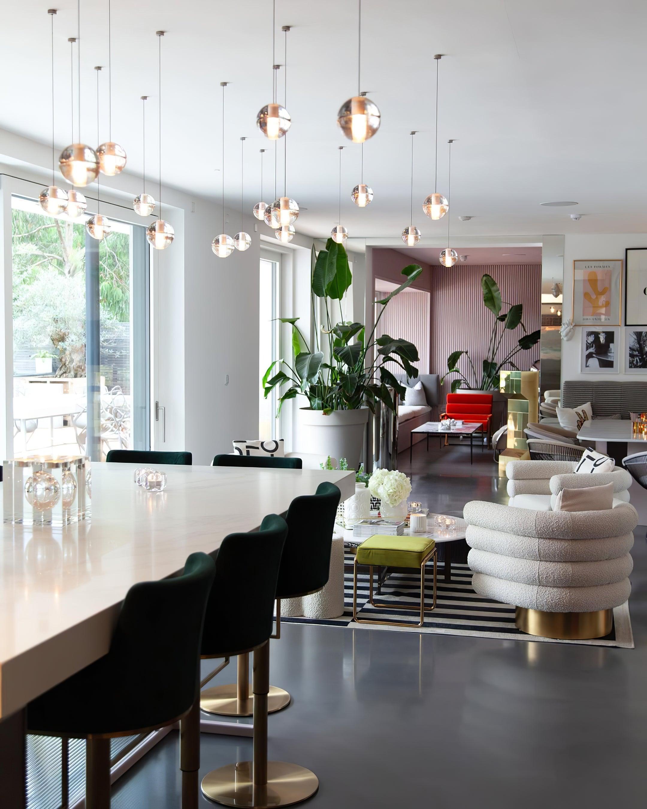 Round Lustre Groupe Suspendu Gouttes de Cristal