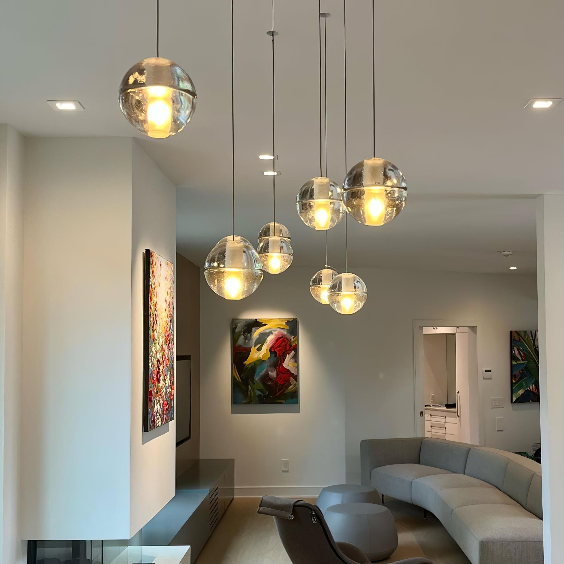 Round Lustre Groupe Suspendu Gouttes de Cristal