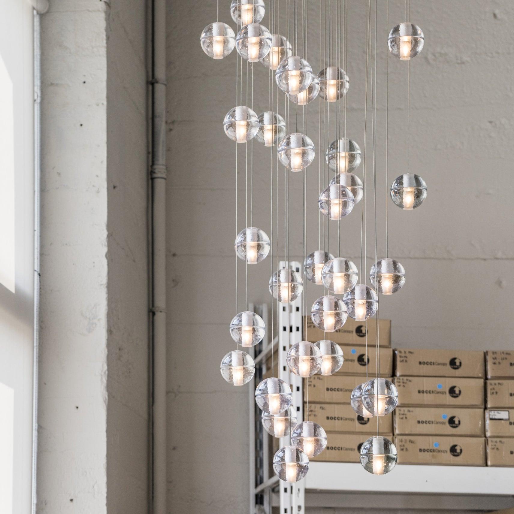 Round Lustre Groupe Suspendu Gouttes de Cristal