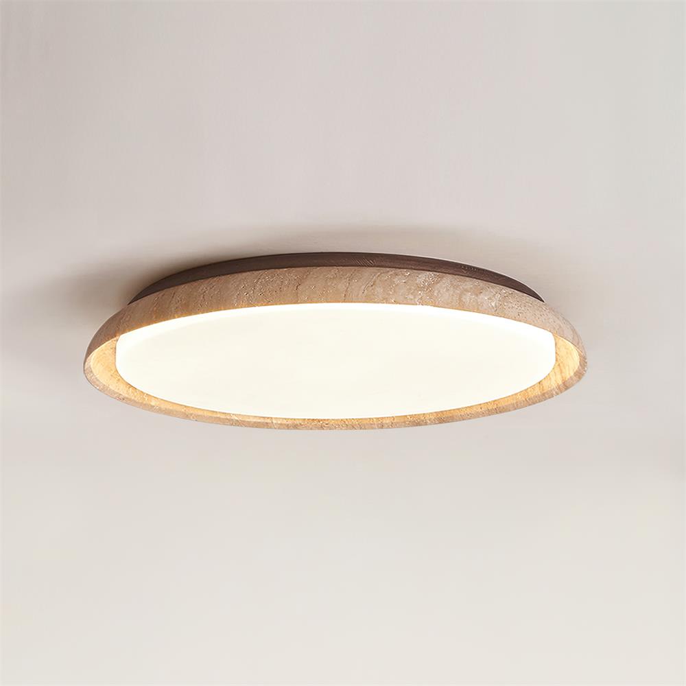 Halo Plafonnier Rond Minimaliste en Travertin