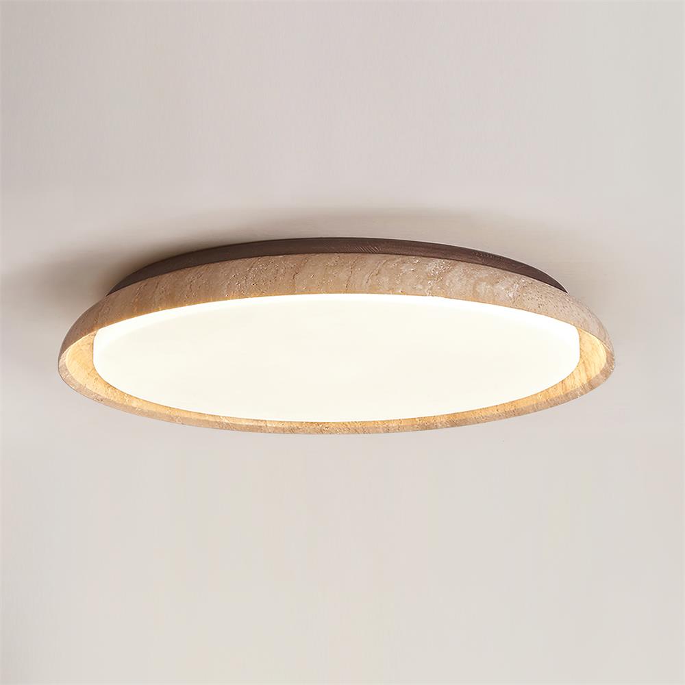 Halo Plafonnier Rond Minimaliste en Travertin