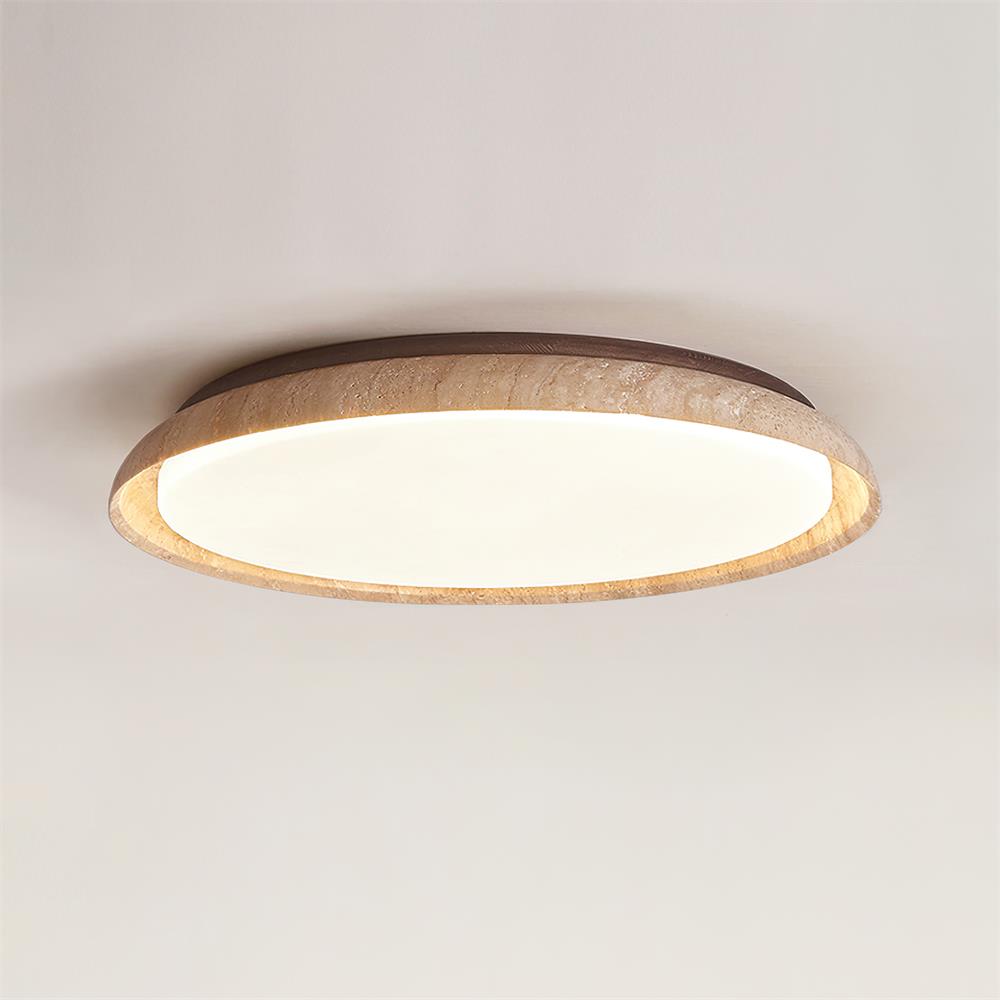 Halo Plafonnier Rond Minimaliste en Travertin