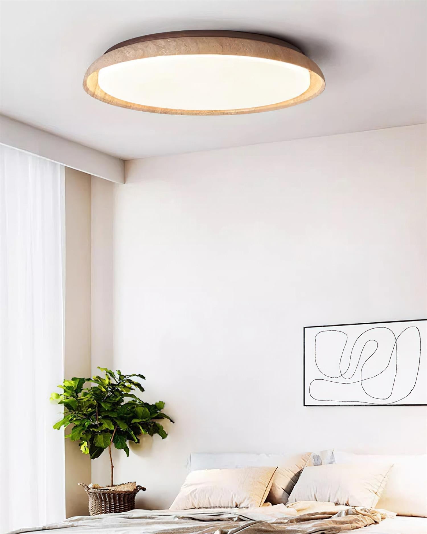 Halo Plafonnier Rond Minimaliste en Travertin