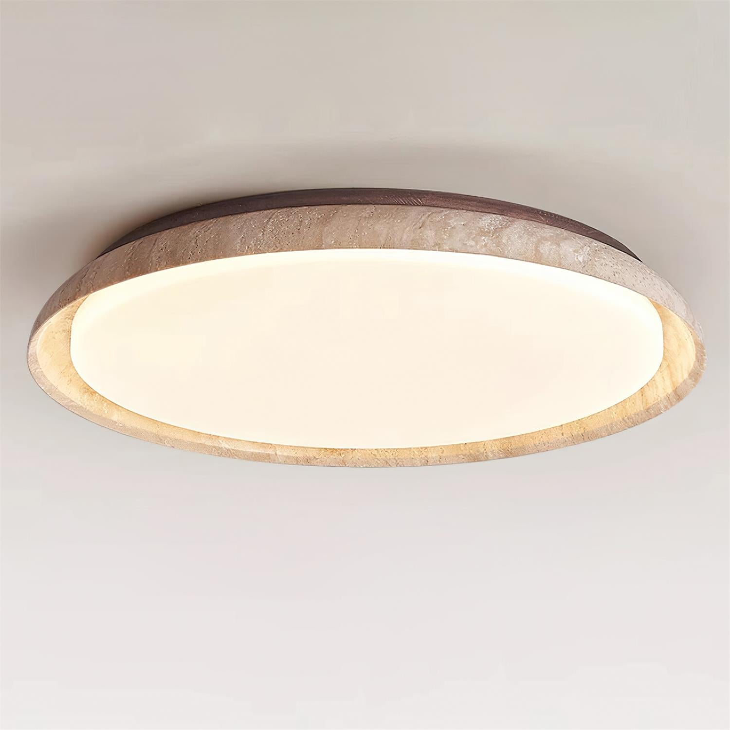 Halo Plafonnier Rond Minimaliste en Travertin