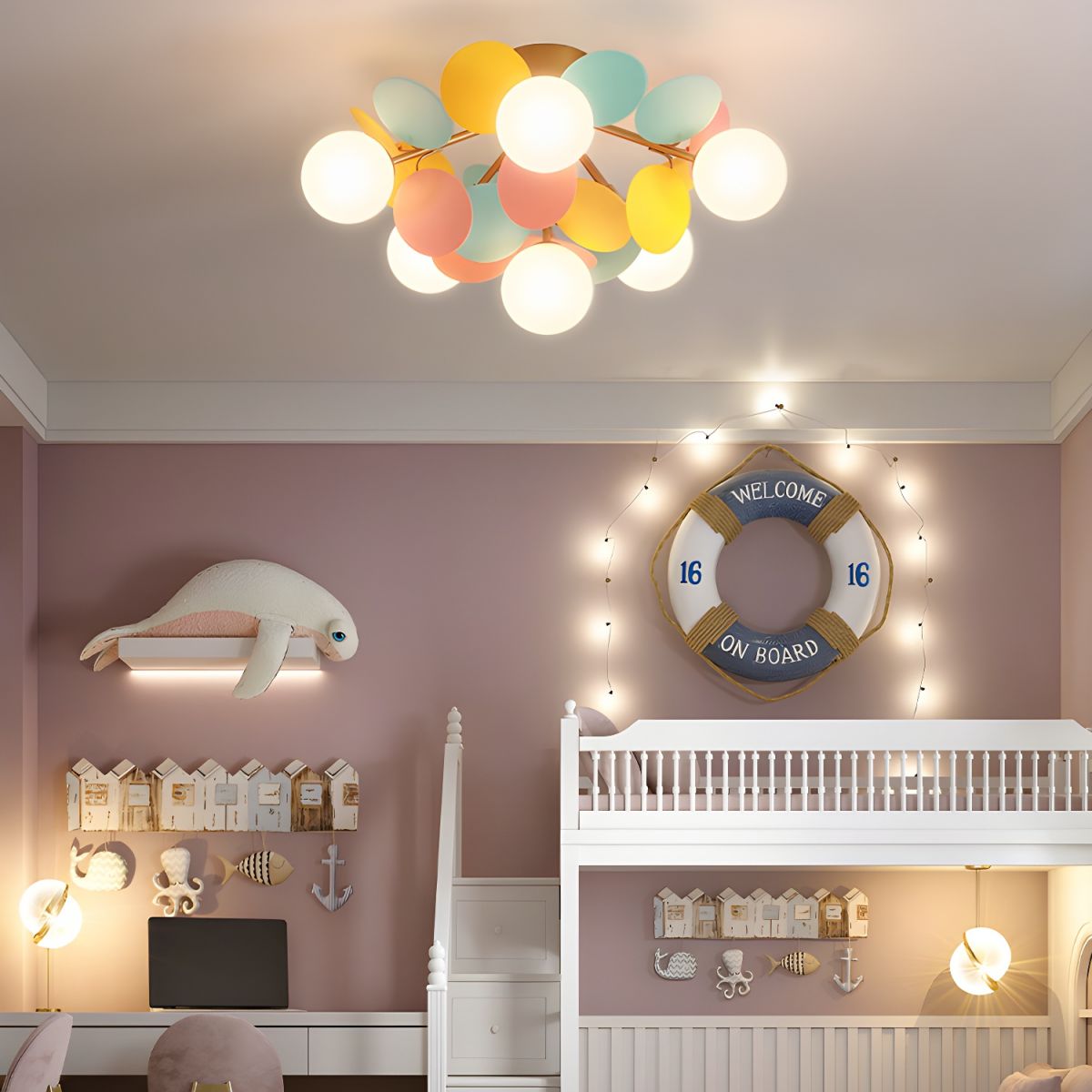 Solara Plafonnier Rond Macaron aux Couleurs Pastel