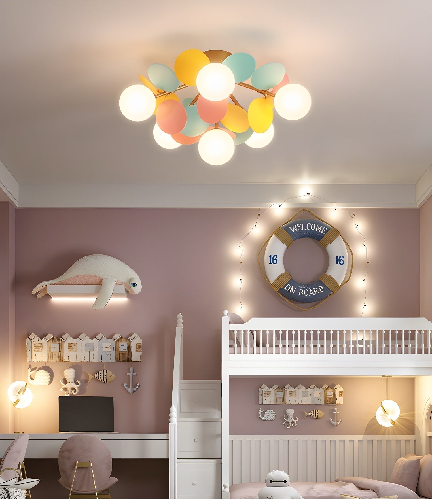 Solara Plafonnier Rond Macaron aux Couleurs Pastel