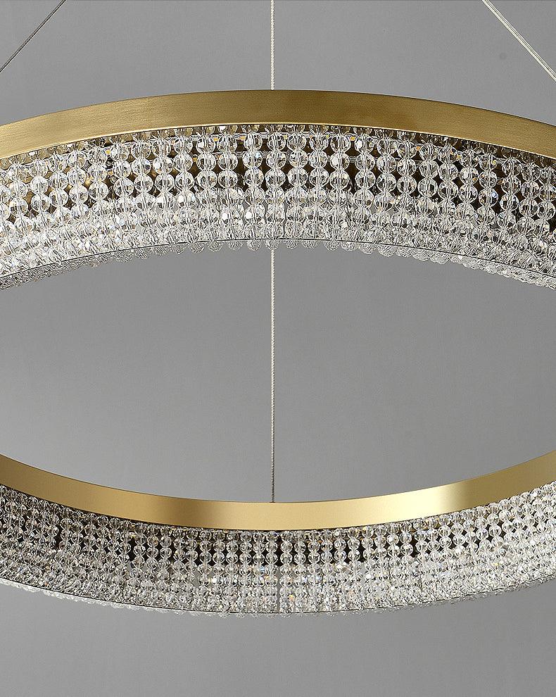 Lustra Lustre Rond en Anneau Cristal Doré LED