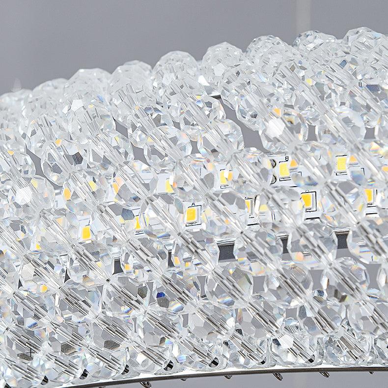 Lustra Lustre Rond en Anneau Cristal Doré LED