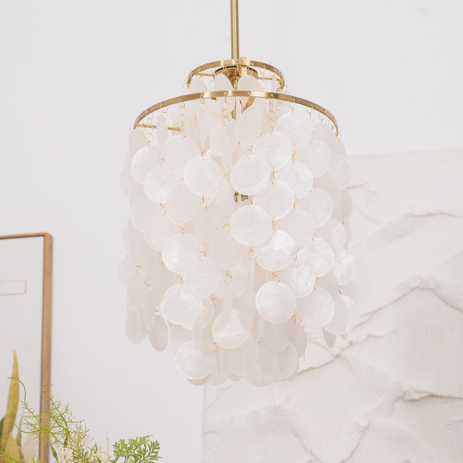 Lustra Suspension Lampe Anneau Rond en Coquillage