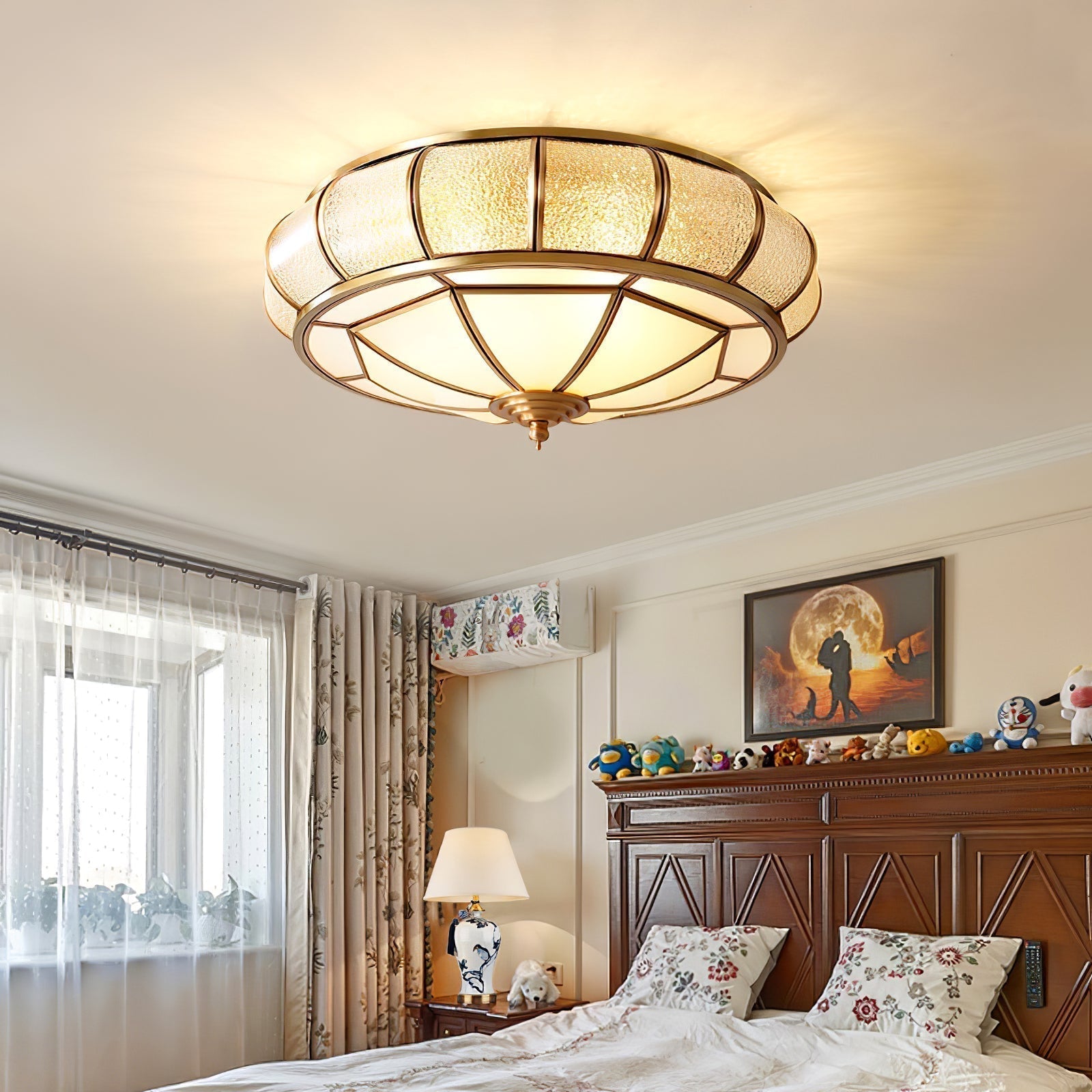 Zothaus Traditional Round Textured Glass Ceiling Light