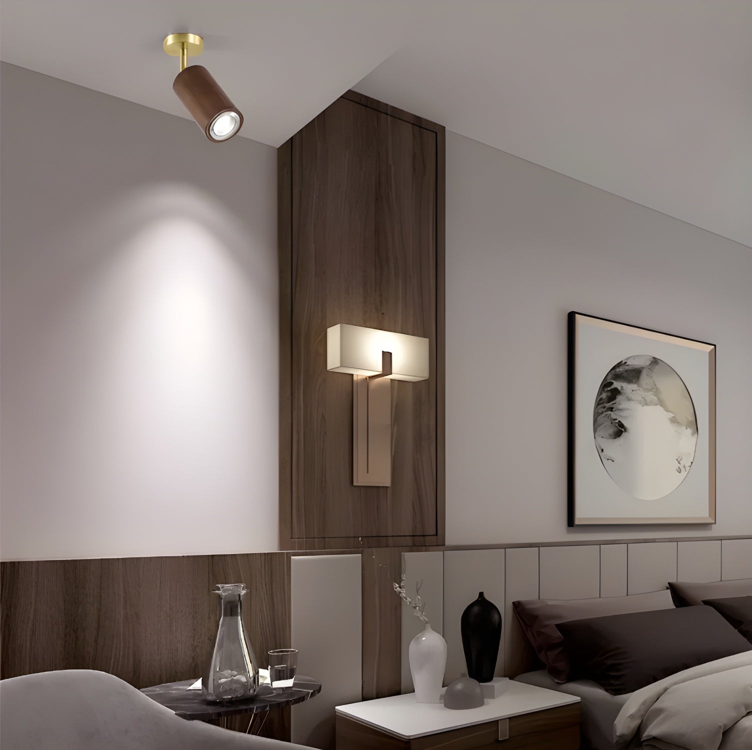 Usolila Lampe Plafonnier Moderne Minimaliste en Bois