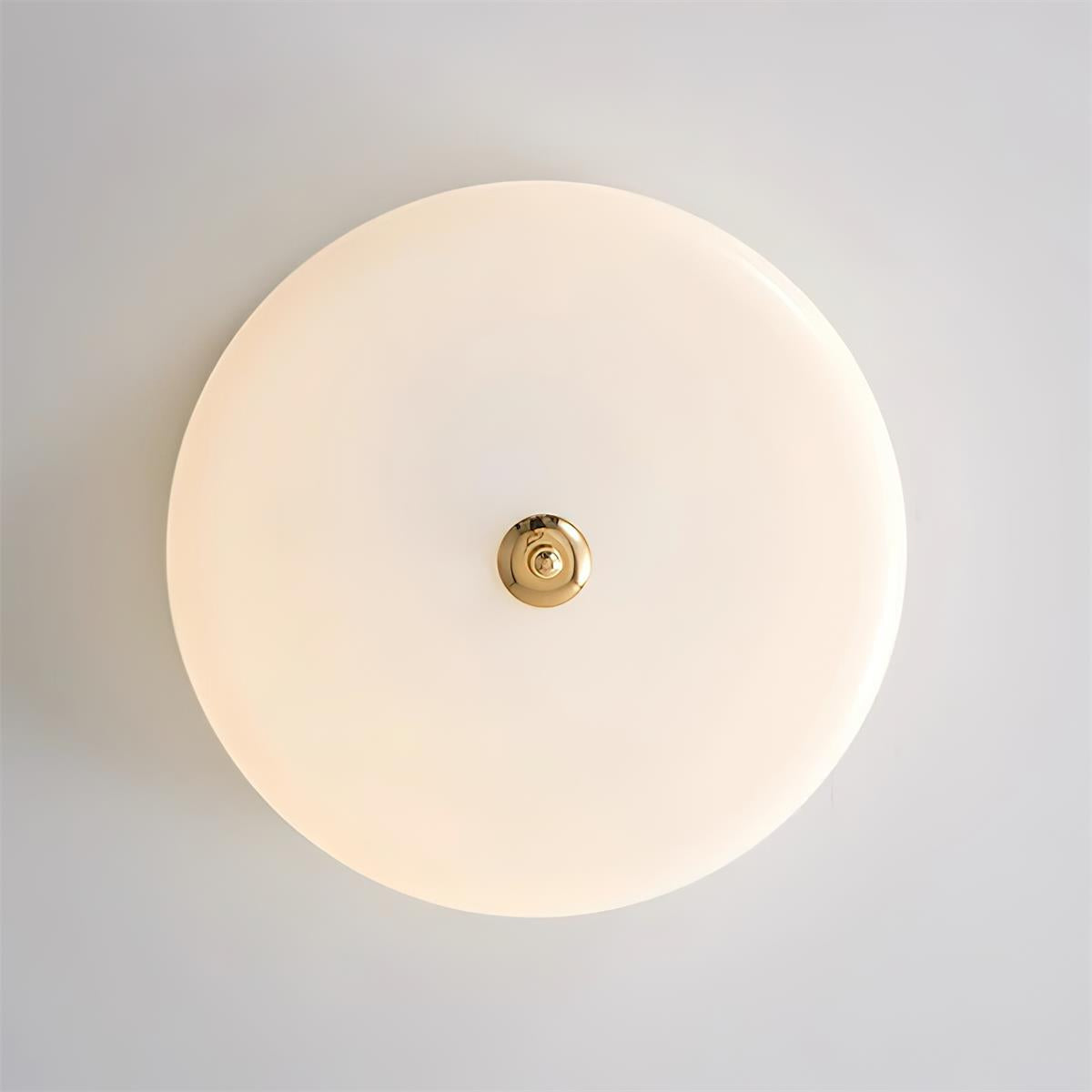 Lampe Plafond Disque en Verre Double-Couche Bois de Noyer Minimaliste