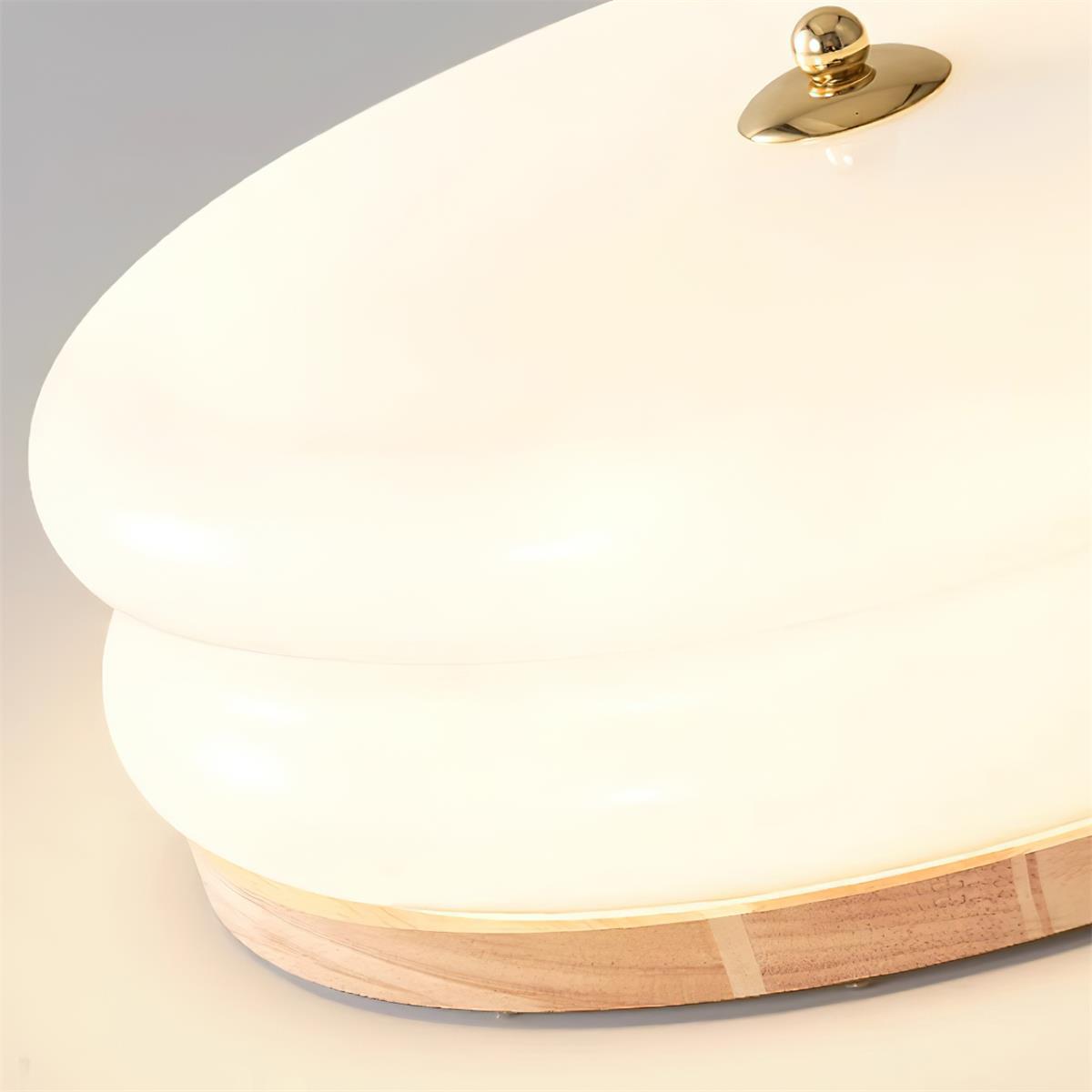 Lampe Plafond Disque en Verre Double-Couche Bois de Noyer Minimaliste