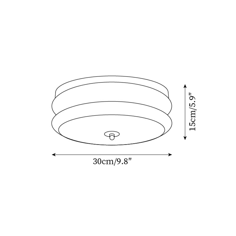 Lampe Plafond Disque en Verre Double-Couche Bois de Noyer Minimaliste