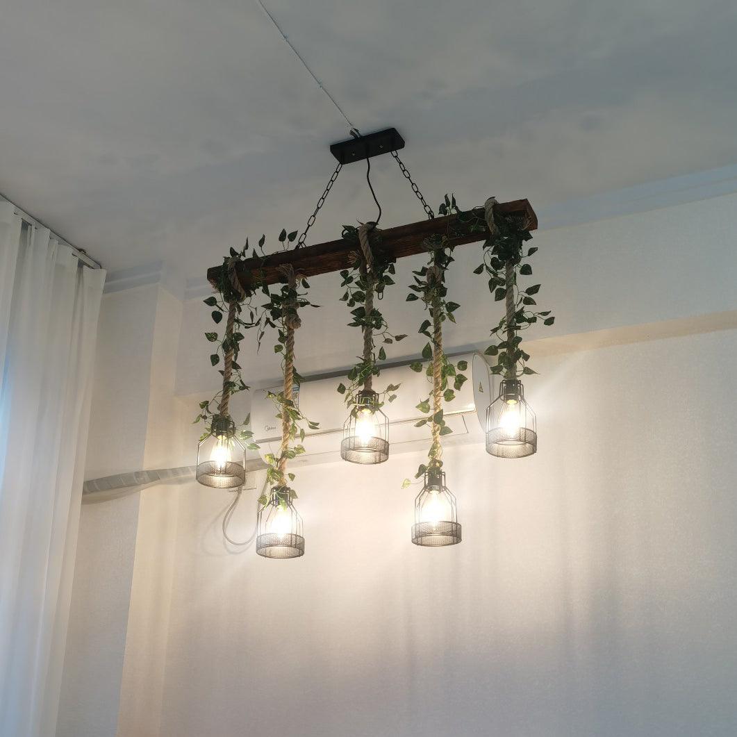 Lustra Lustre Rustique Poutre Corde Cage Confortable