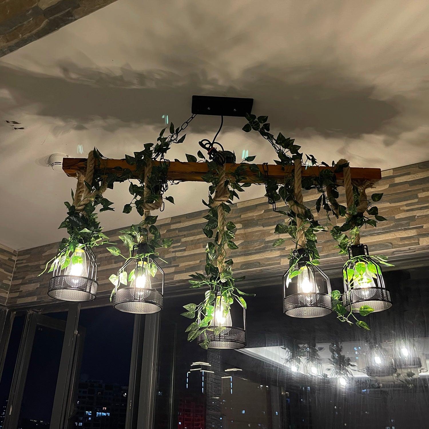 Lustra Lustre Rustique Poutre Corde Cage Confortable